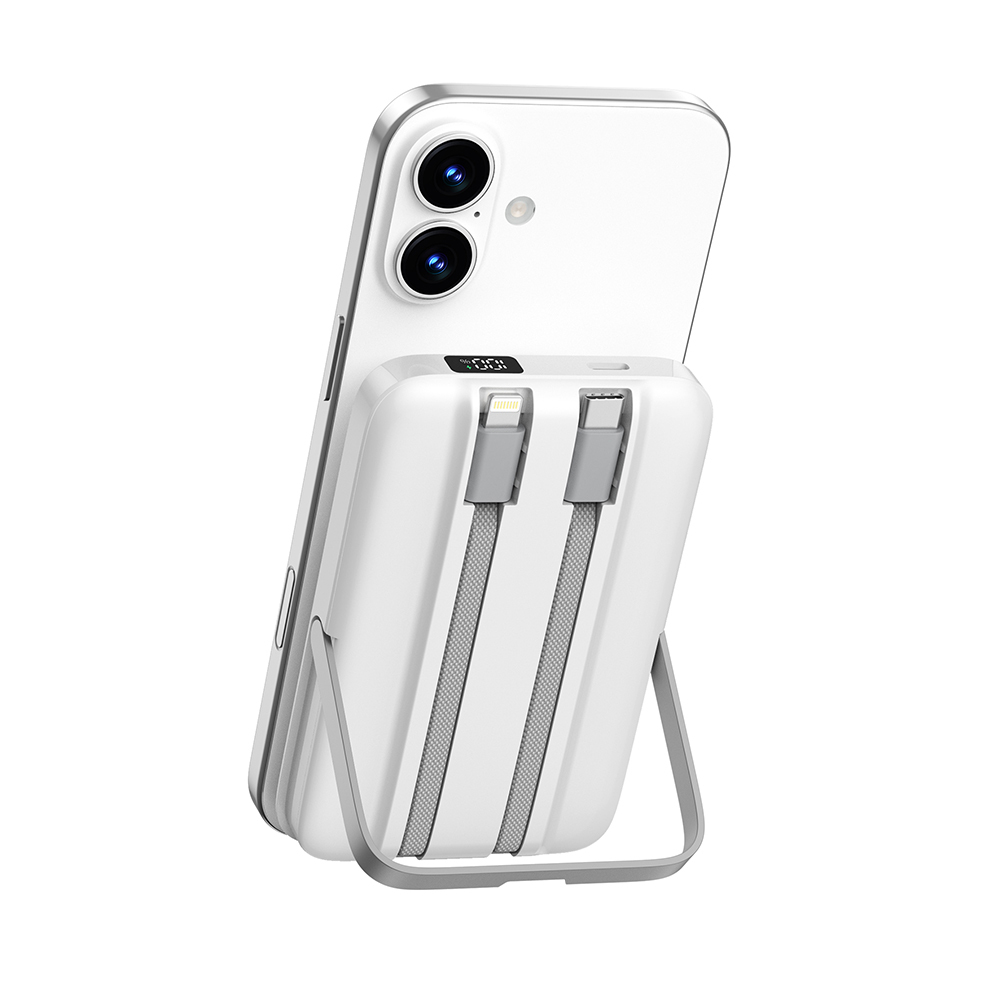 Wiwu Wi-P077 Pionner Serisi Taşınabilir Wireless Şarj ve PD 20W Hızlı Şarj Özellikli Standlı Powerbank 15W 10000mAh - 6