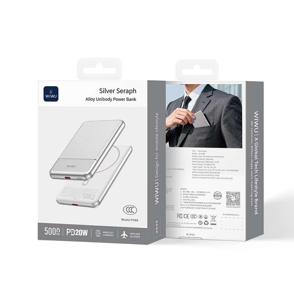 Wiwu Wi-P088 LED Işık Göstergeli PD 20W Kablosuz Powerbank 5000mAh 15W - 4