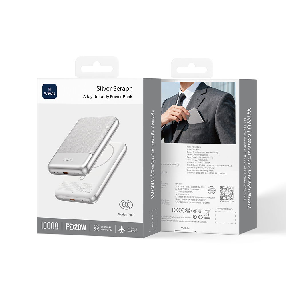 Wiwu Wi-P089 LED Işık Göstergeli PD 20W Kablosuz Powerbank 10.000mAh 15W - 4