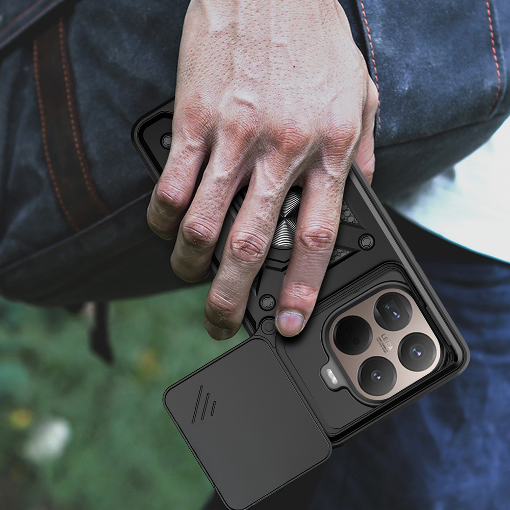 Xiaomi 15 UyumluT Pro Kılıf Magnetik Standlı Kamera Korumalı Zore Sürgülü Vega Kapak - 9