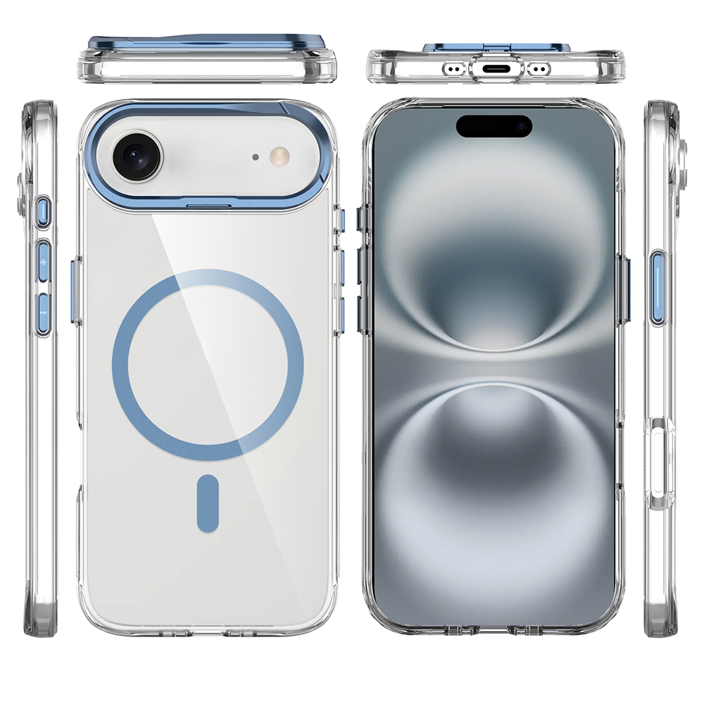 Apple iPhone 17 Uyumlu Air Uyumlu Kılıf M-safe Şarj Özellikli Airbagli Kamera Standlı Zore Azor Kapak - 1