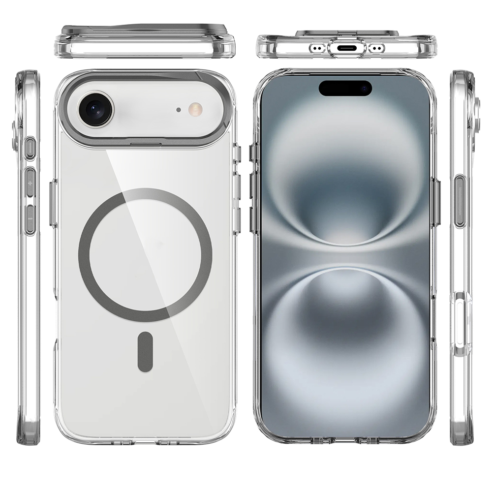 Apple iPhone 17 Uyumlu Air Uyumlu Kılıf M-safe Şarj Özellikli Airbagli Kamera Standlı Zore Azor Kapak - 4