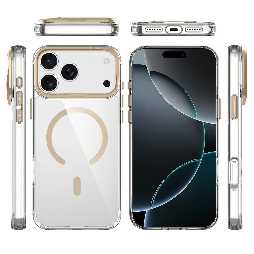 Apple iPhone 17 Uyumlu Pro Uyumlu Max Uyumlu Kılıf M-safe Şarj Özellikli Airbagli Kamera Standlı Zore Azor Kapak - 1