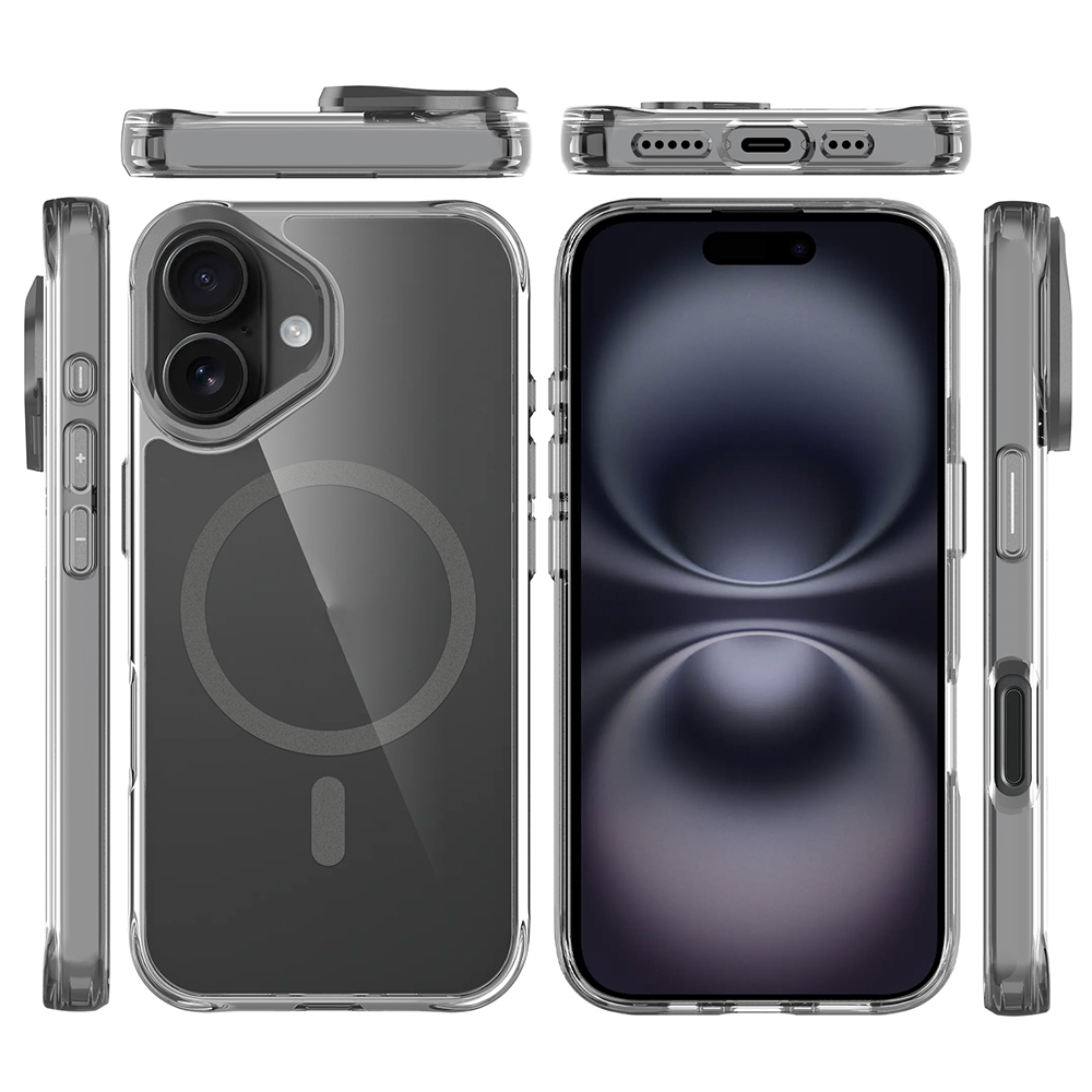 Apple iPhone 17 Uyumlu Kılıf M-safe Şarj Özellikli Airbagli Kamera Standlı Zore Azor Kapak - 12