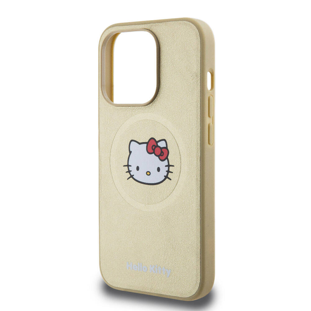 Apple iPhone 15 Uyumlu Pro Uyumlu Kılıf Hello Kitty Orjinal Lisanslı M-safe Şarj Özellikli Kitty Head Deri Kapak - 4