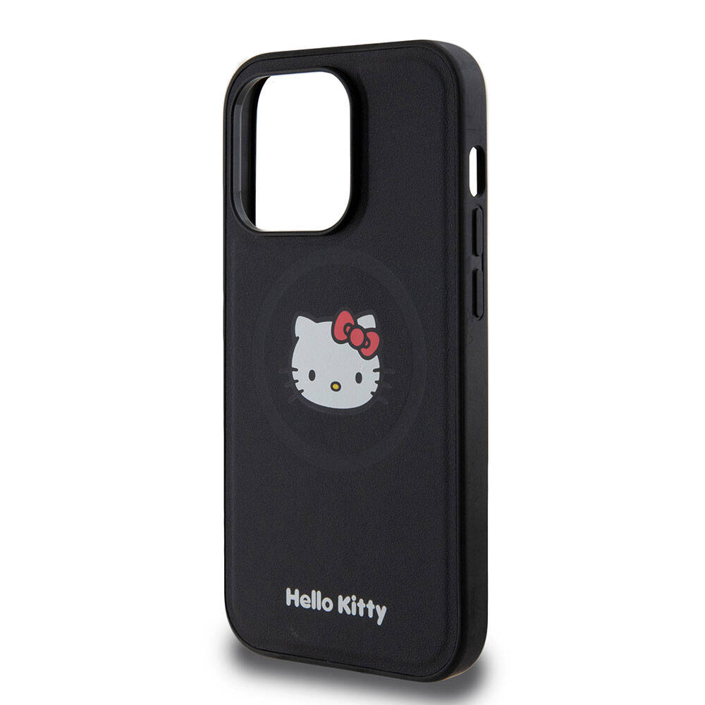 Apple iPhone 15 Uyumlu Pro Uyumlu Kılıf Hello Kitty Orjinal Lisanslı M-safe Şarj Özellikli Kitty Head Deri Kapak - 11