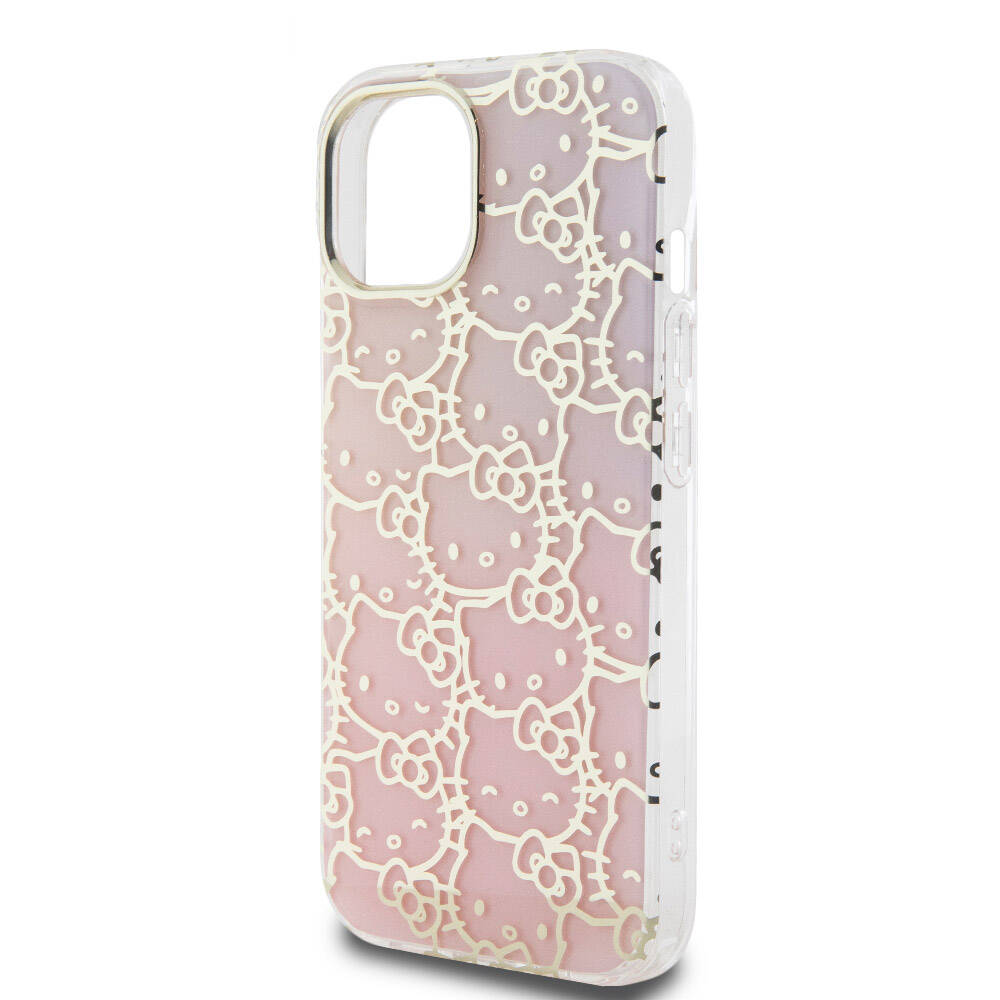 Apple iPhone 15 Uyumlu Kılıf Hello Kitty Orjinal Lisanslı Renk Geçişli Elektroplating Kaplama Kitty Head Desenli Kapak - 5