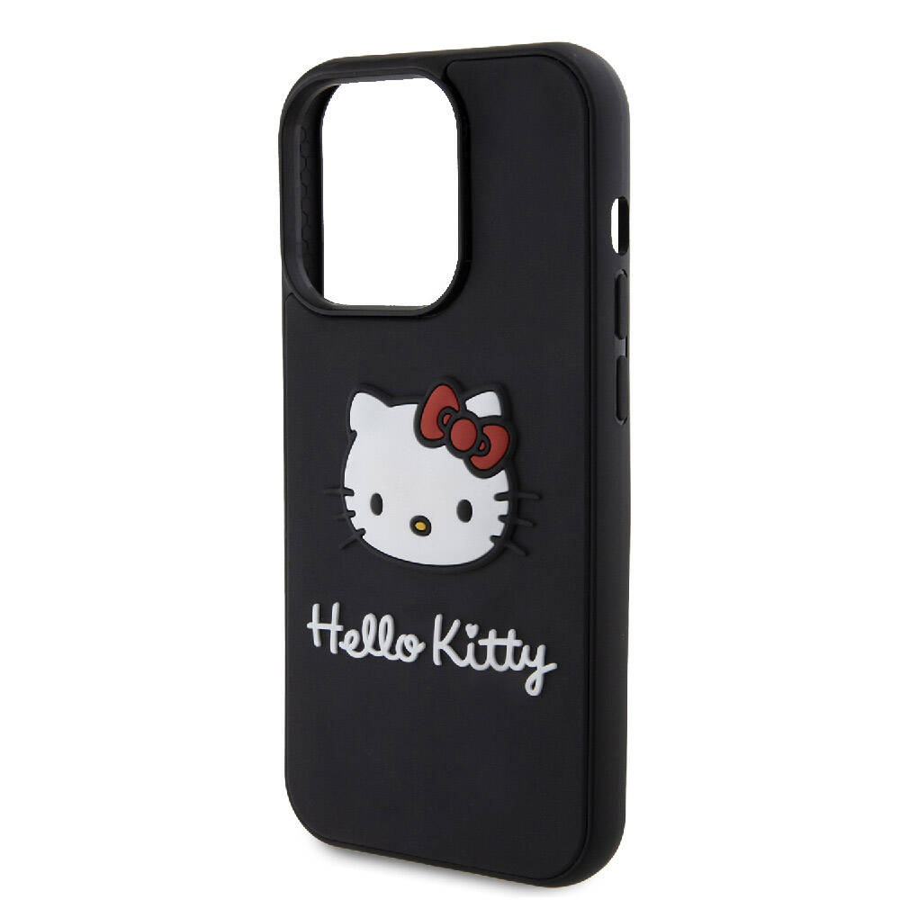 Apple iPhone 15 Uyumlu Pro Uyumlu Kılıf Hello Kitty Orjinal Lisanslı Yazı ve İkonik Logolu 3D Rubber Kitty Head Kapak - 12