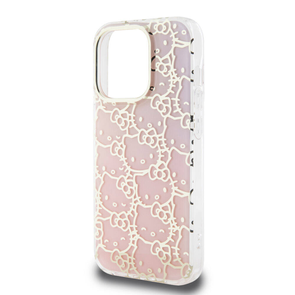 Apple iPhone 15 Uyumlu Pro Uyumlu Kılıf Hello Kitty Orjinal Lisanslı Renk Geçişli Elektroplating Kaplama Kitty Head Desenli Kapak - 5