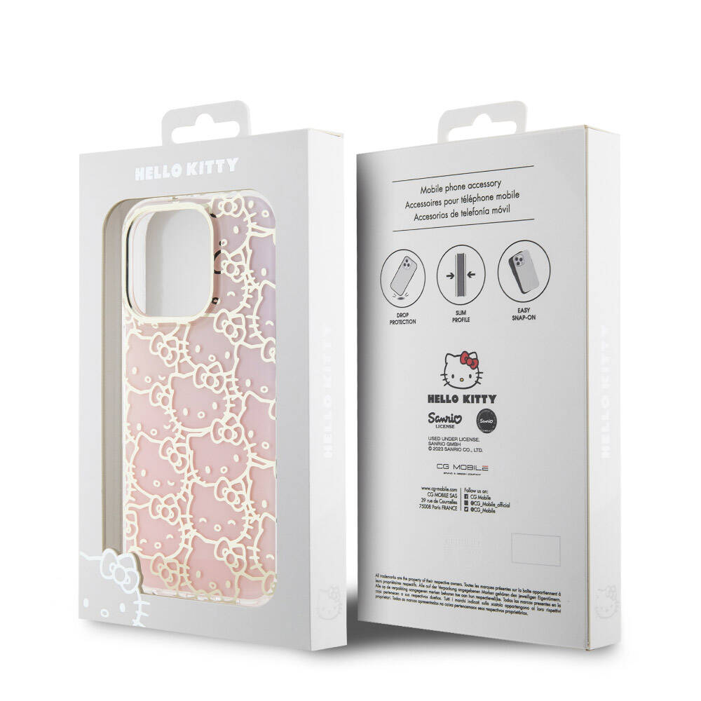 Apple iPhone 15 Uyumlu Pro Uyumlu Kılıf Hello Kitty Orjinal Lisanslı Renk Geçişli Elektroplating Kaplama Kitty Head Desenli Kapak - 7