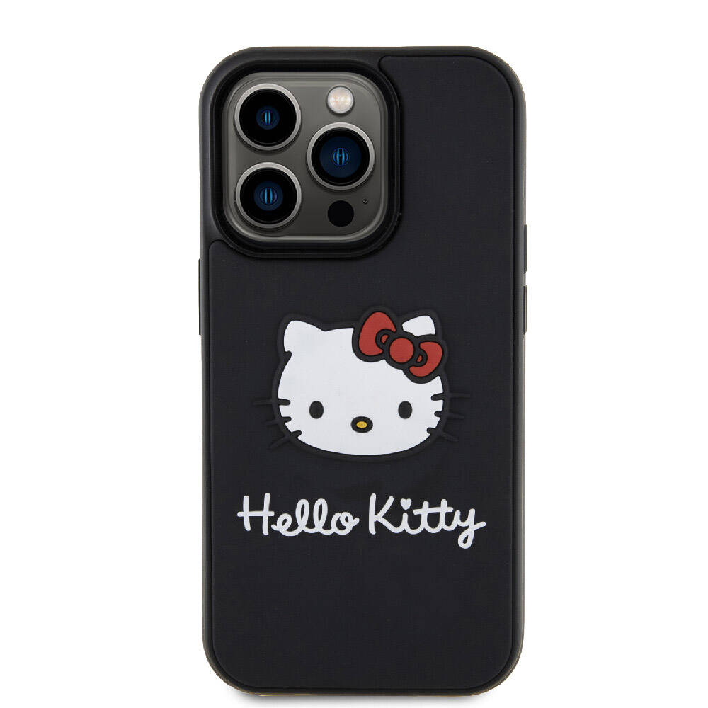 Apple iPhone 15 Uyumlu Pro Uyumlu Max Uyumlu Kılıf Hello Kitty Orjinal Lisanslı Yazı ve İkonik Logolu 3D Rubber Kitty Head Kapak - 2