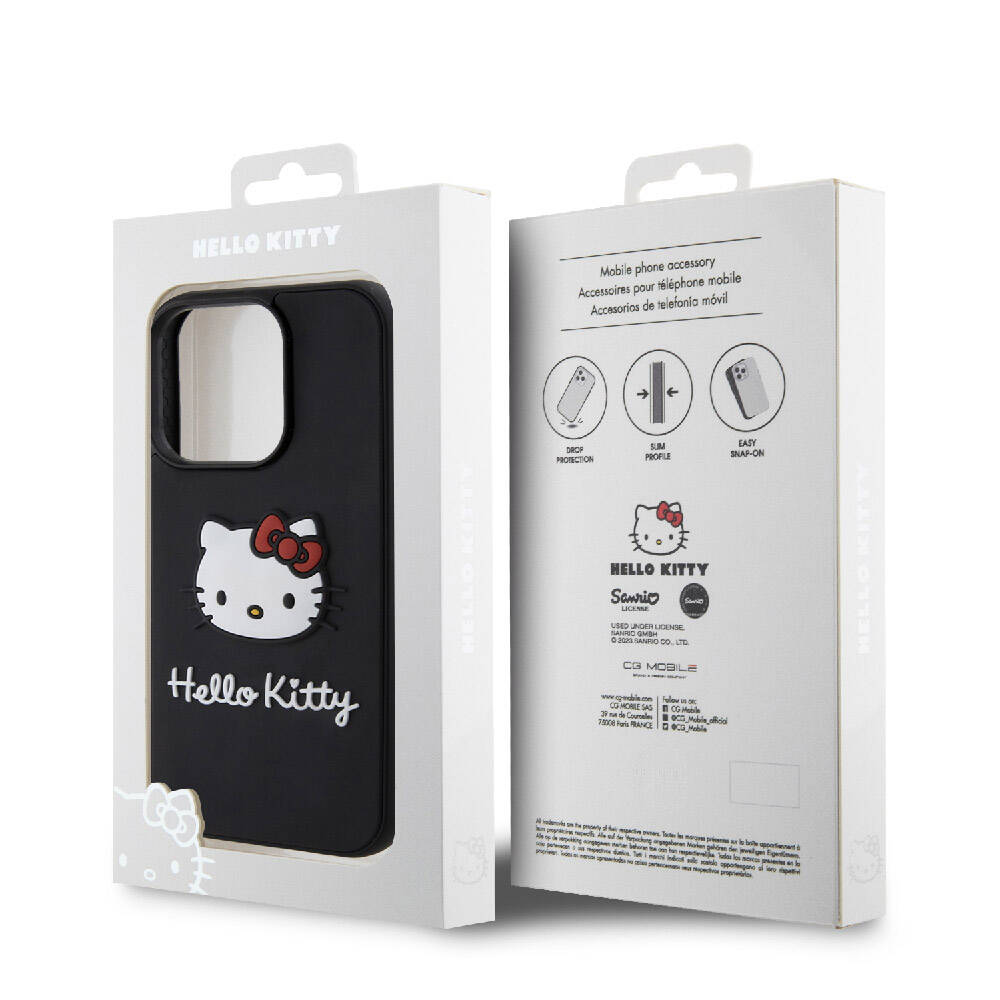 Apple iPhone 15 Uyumlu Pro Uyumlu Max Uyumlu Kılıf Hello Kitty Orjinal Lisanslı Yazı ve İkonik Logolu 3D Rubber Kitty Head Kapak - 7