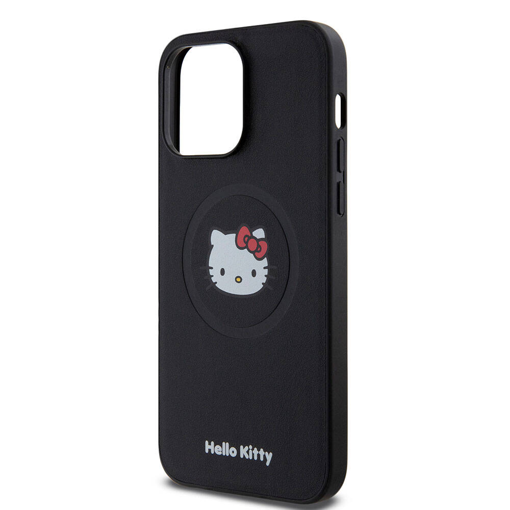 Apple iPhone 15 Uyumlu Pro Uyumlu Max Uyumlu Kılıf Hello Kitty Orjinal Lisanslı M-safe Şarj Özellikli Kitty Head Deri Kapak - 4