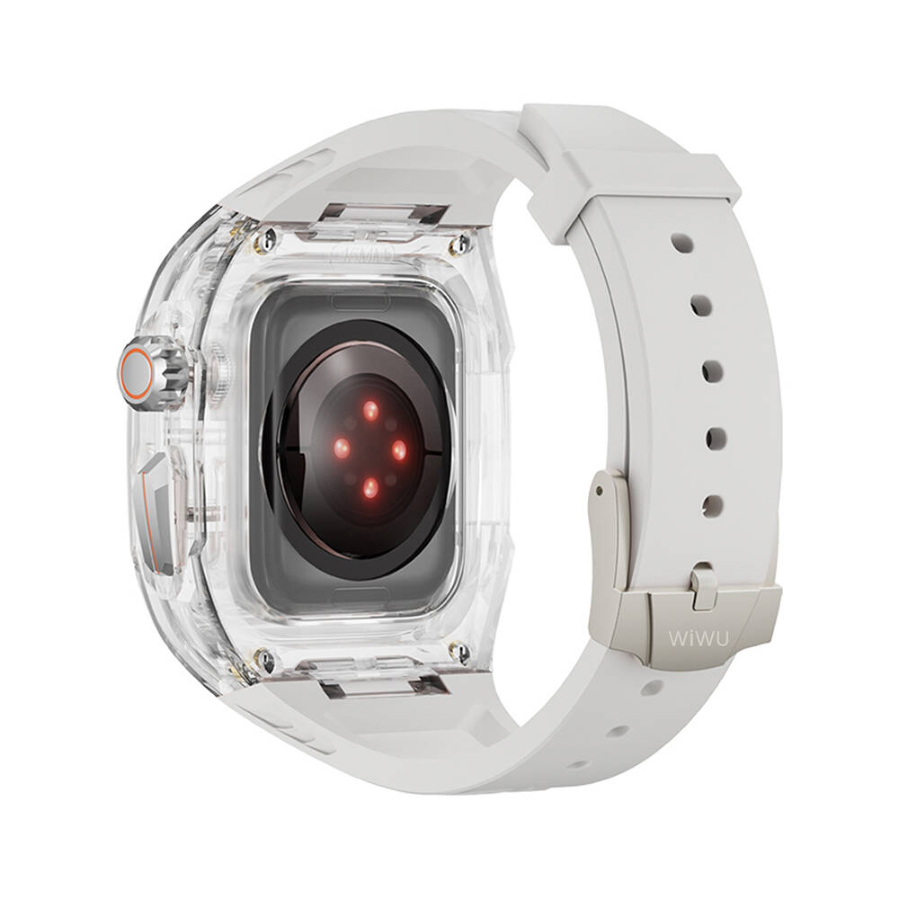 Apple Watch 7 45mm Uyumlu Wiwu Wi-WB013 Rambo Serisi 2in1 Şeffaf PC Kasa Koruyuculu Kauçuk Kordon - 4