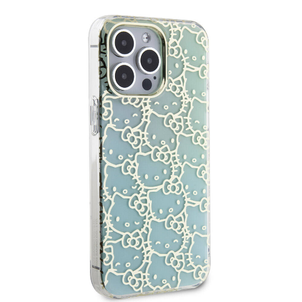 Apple iPhone 15 Uyumlu Pro Uyumlu Max Uyumlu Kılıf Hello Kitty Orjinal Lisanslı Renk Geçişli Elektroplating Kaplama Kitty Head Desenli Kapak - 3