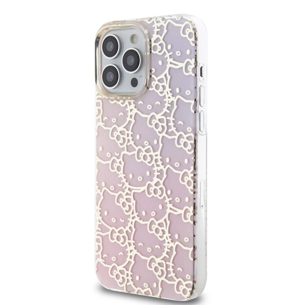 Apple iPhone 15 Uyumlu Pro Uyumlu Max Uyumlu Kılıf Hello Kitty Orjinal Lisanslı Renk Geçişli Elektroplating Kaplama Kitty Head Desenli Kapak - 8