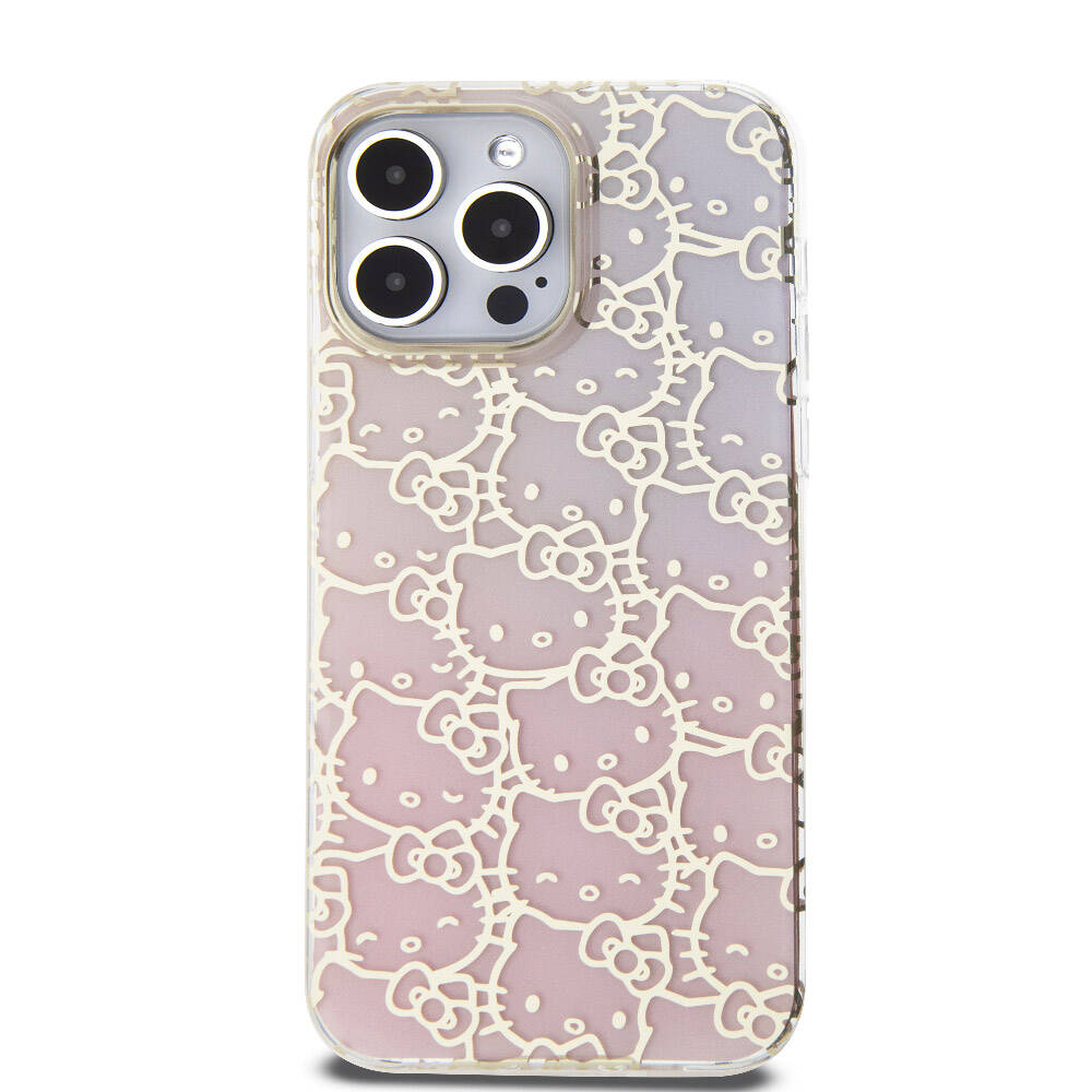 Apple iPhone 15 Uyumlu Pro Uyumlu Max Uyumlu Kılıf Hello Kitty Orjinal Lisanslı Renk Geçişli Elektroplating Kaplama Kitty Head Desenli Kapak - 9