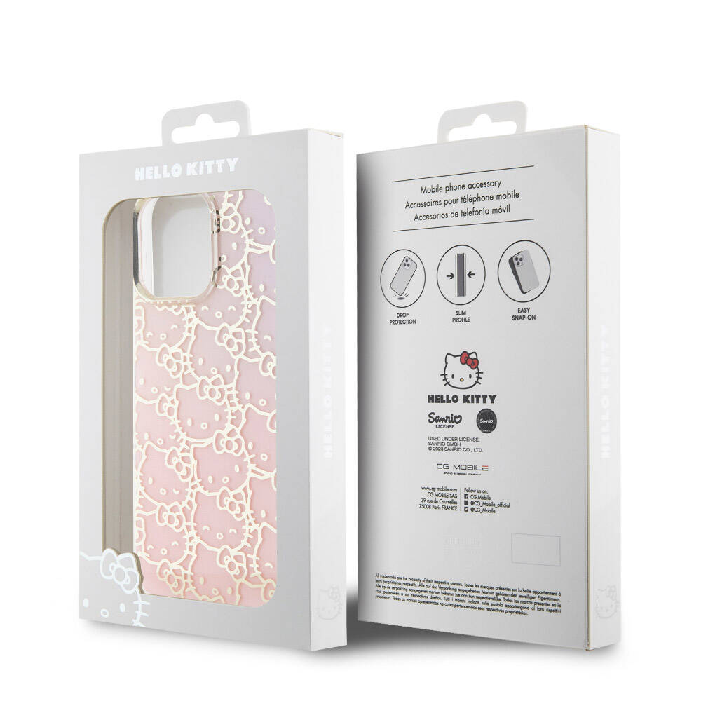 Apple iPhone 15 Uyumlu Pro Uyumlu Max Uyumlu Kılıf Hello Kitty Orjinal Lisanslı Renk Geçişli Elektroplating Kaplama Kitty Head Desenli Kapak - 14