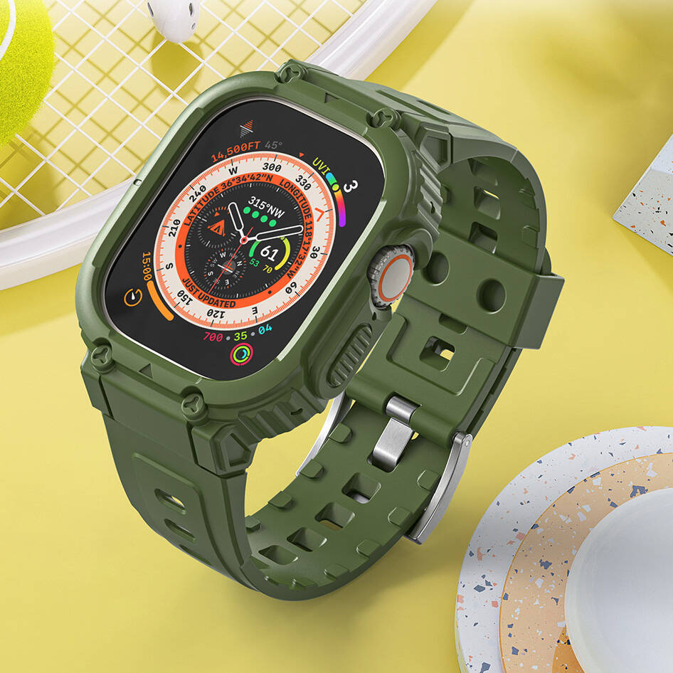 Apple Watch 42mm Uyumlu Wiwu Wi-WB014 Armor Serisi 2in1 Sert PC Kasa Koruyuculu Silikon Kordon - 7