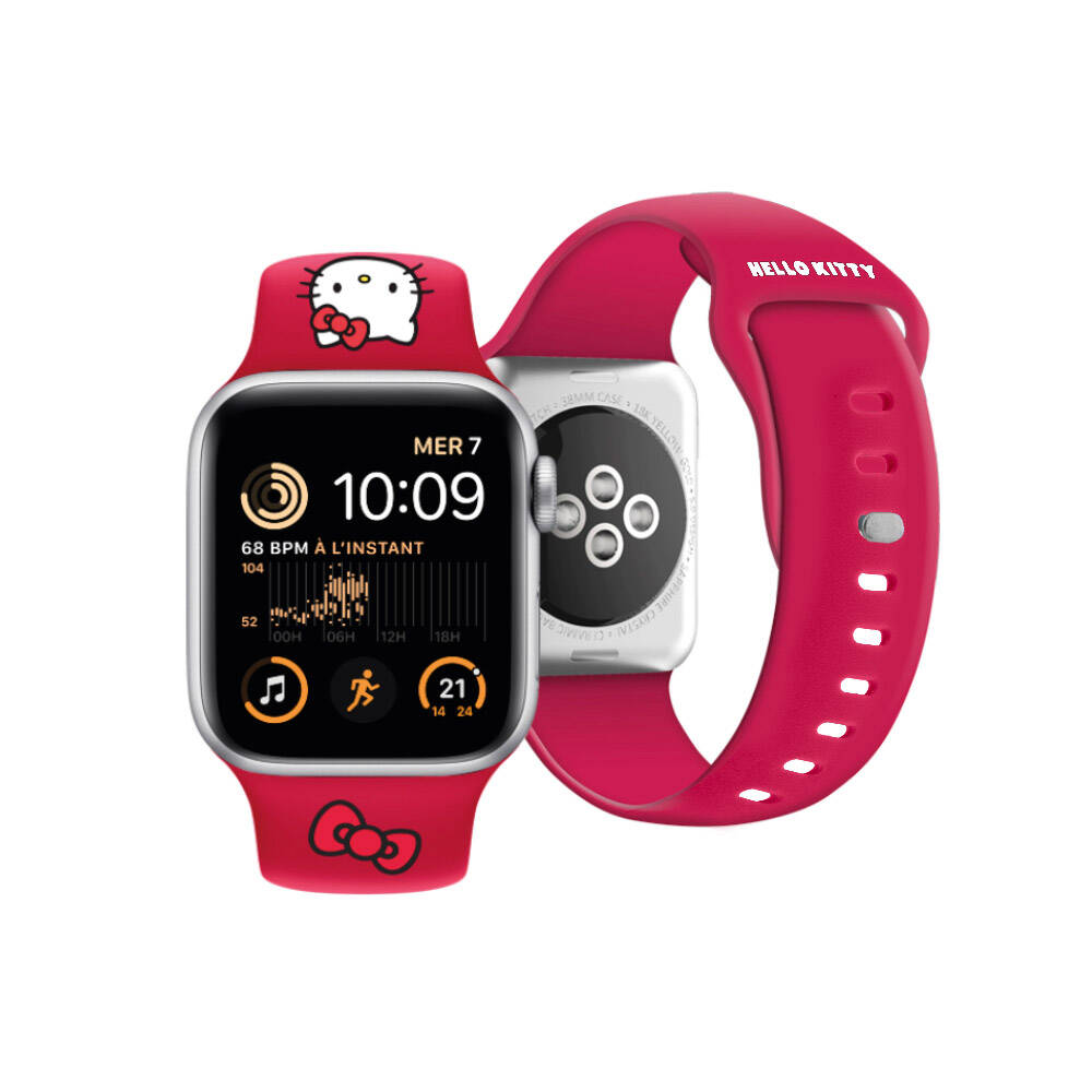 Apple Watch 38mm Uyumlu Hello Kitty Orjinal Lisanslı Yazı Logolu Fiyonk & Kitty Head Silikon Kordon - 4