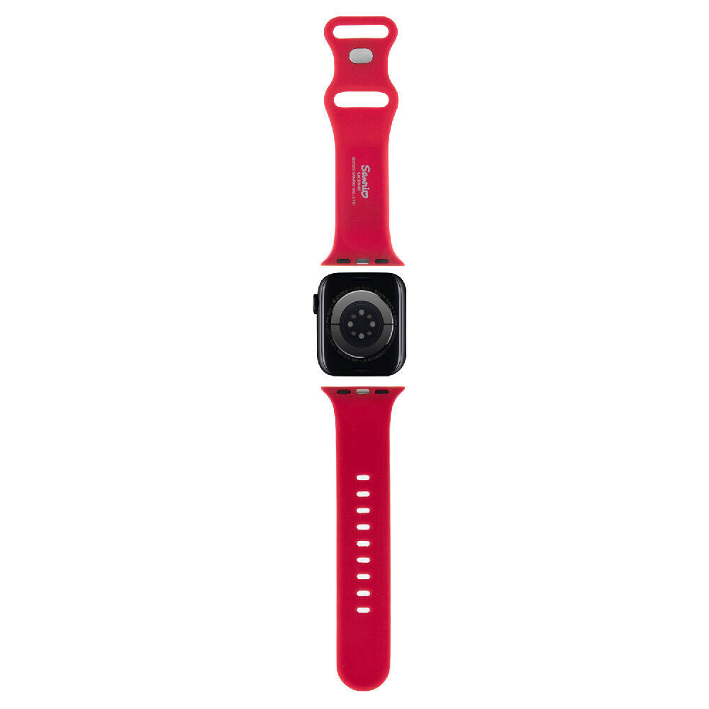 Apple Watch 38mm Uyumlu Hello Kitty Orjinal Lisanslı Yazı Logolu Fiyonk & Kitty Head Silikon Kordon - 5