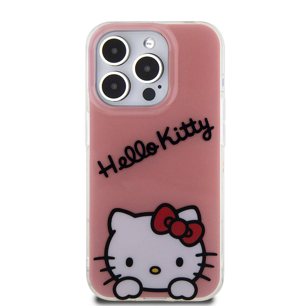 Apple iPhone 15 Uyumlu Pro Uyumlu Kılıf Hello Kitty Orjinal Lisanslı Askılı Yazı ve İkonik Logolu Daydreaming Kapak - 3
