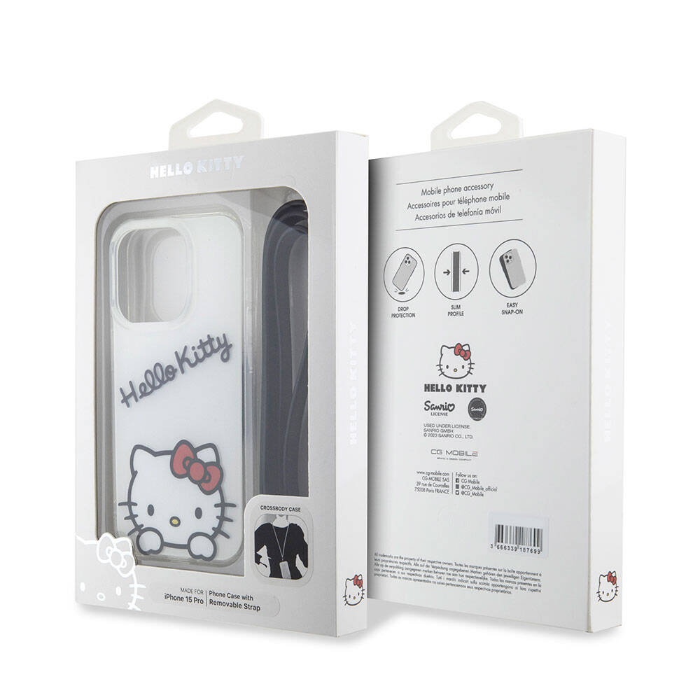 Apple iPhone 15 Uyumlu Pro Uyumlu Kılıf Hello Kitty Orjinal Lisanslı Askılı Yazı ve İkonik Logolu Daydreaming Kapak - 16