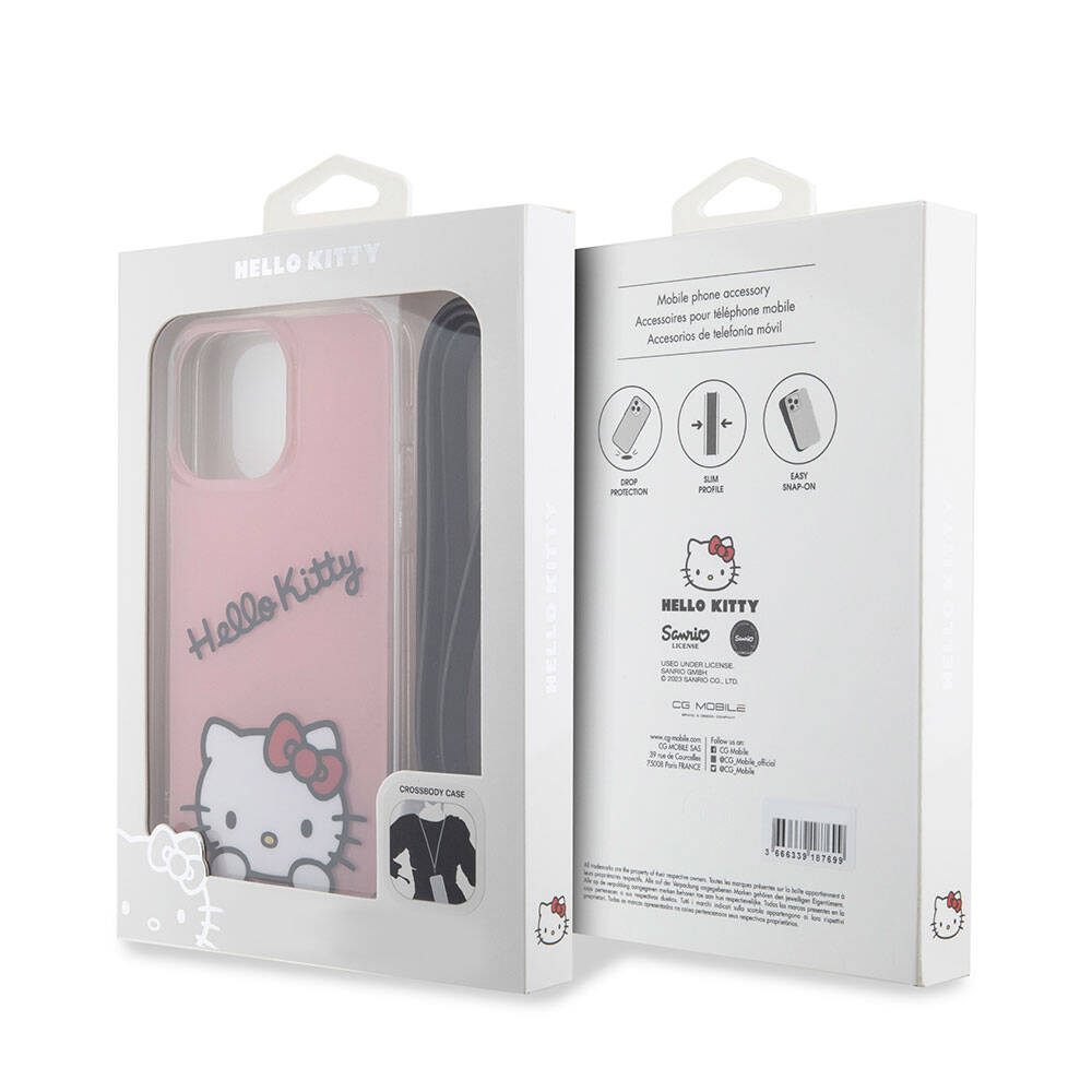 Apple iPhone 15 Uyumlu Pro Uyumlu Max Uyumlu Kılıf Hello Kitty Orjinal Lisanslı Askılı Yazı ve İkonik Logolu Daydreaming Kapak - 8