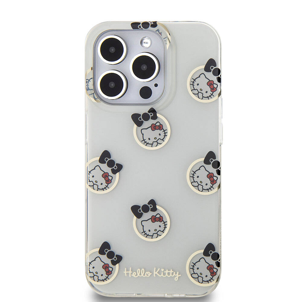 Apple iPhone 15 Uyumlu Pro Uyumlu Kılıf Hello Kitty Orjinal Lisanslı Elektroplating Kaplama Kabarcık Baskılı Kapak - 2