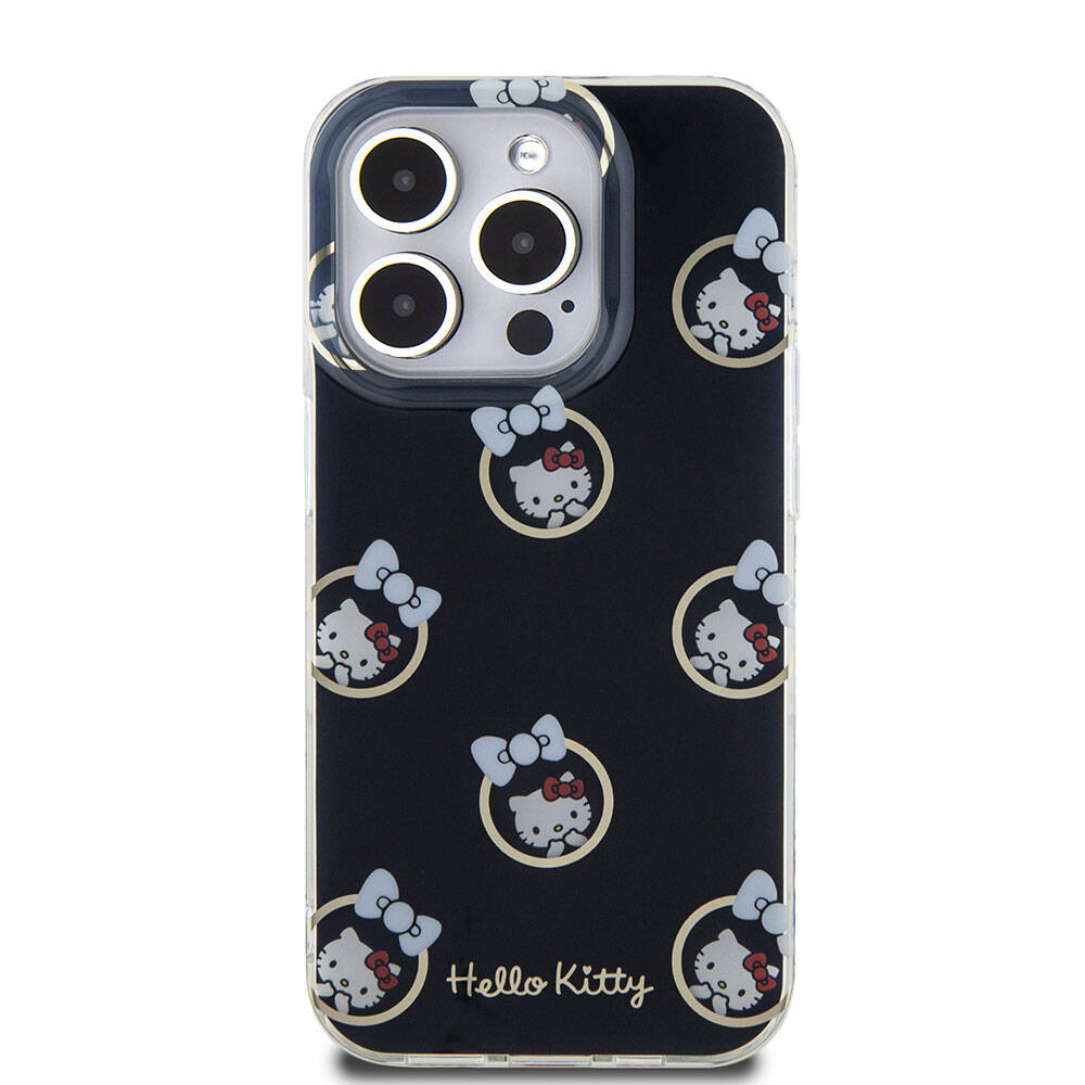 Apple iPhone 15 Uyumlu Pro Uyumlu Kılıf Hello Kitty Orjinal Lisanslı Elektroplating Kaplama Kabarcık Baskılı Kapak - 9