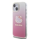 Apple iPhone 15 Uyumlu Kılıf Hello Kitty Orjinal Lisanslı Yazı ve İkonik Logolu Elektroplating Kaplama Gradyan Kapak - 1