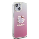 Apple iPhone 15 Uyumlu Kılıf Hello Kitty Orjinal Lisanslı Yazı ve İkonik Logolu Elektroplating Kaplama Gradyan Kapak - 3