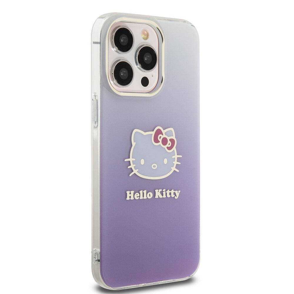 Apple iPhone 15 Uyumlu Pro Uyumlu Max Uyumlu Kılıf Hello Kitty Orjinal Lisanslı Yazı ve İkonik Logolu Elektroplating Kaplama Gradyan Kapak - 3