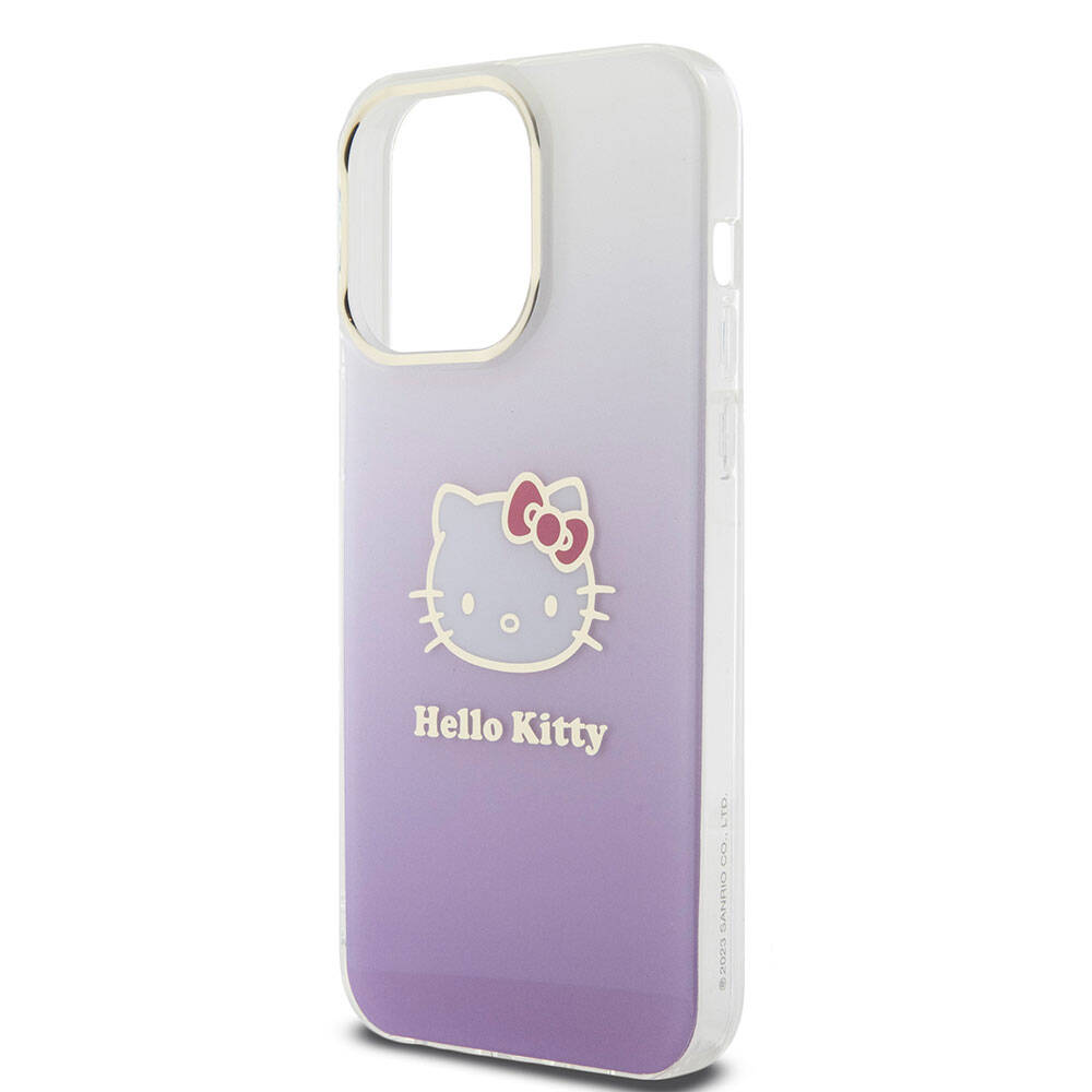 Apple iPhone 15 Uyumlu Pro Uyumlu Max Uyumlu Kılıf Hello Kitty Orjinal Lisanslı Yazı ve İkonik Logolu Elektroplating Kaplama Gradyan Kapak - 5