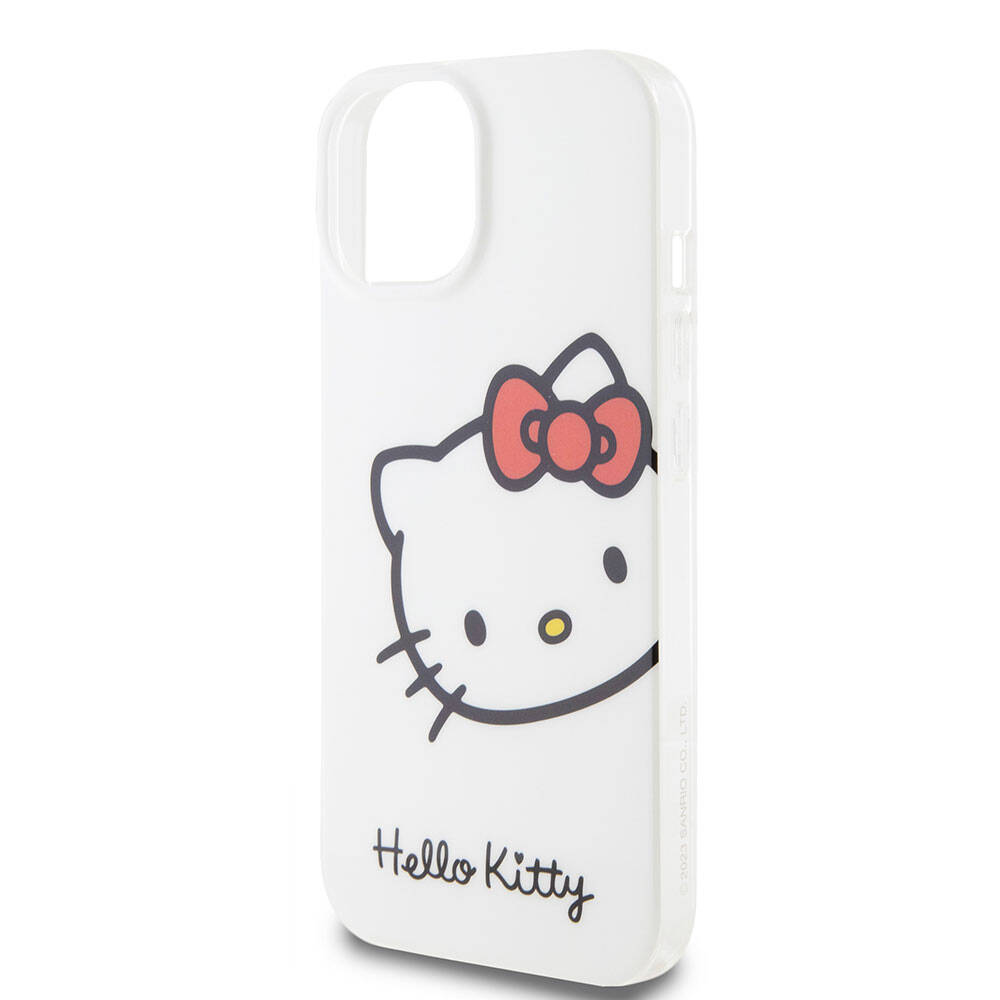 Apple iPhone 15 Uyumlu Kılıf Hello Kitty Orjinal Lisanslı Yazı ve İkonik Logolu Kitty Head Kapak - 5