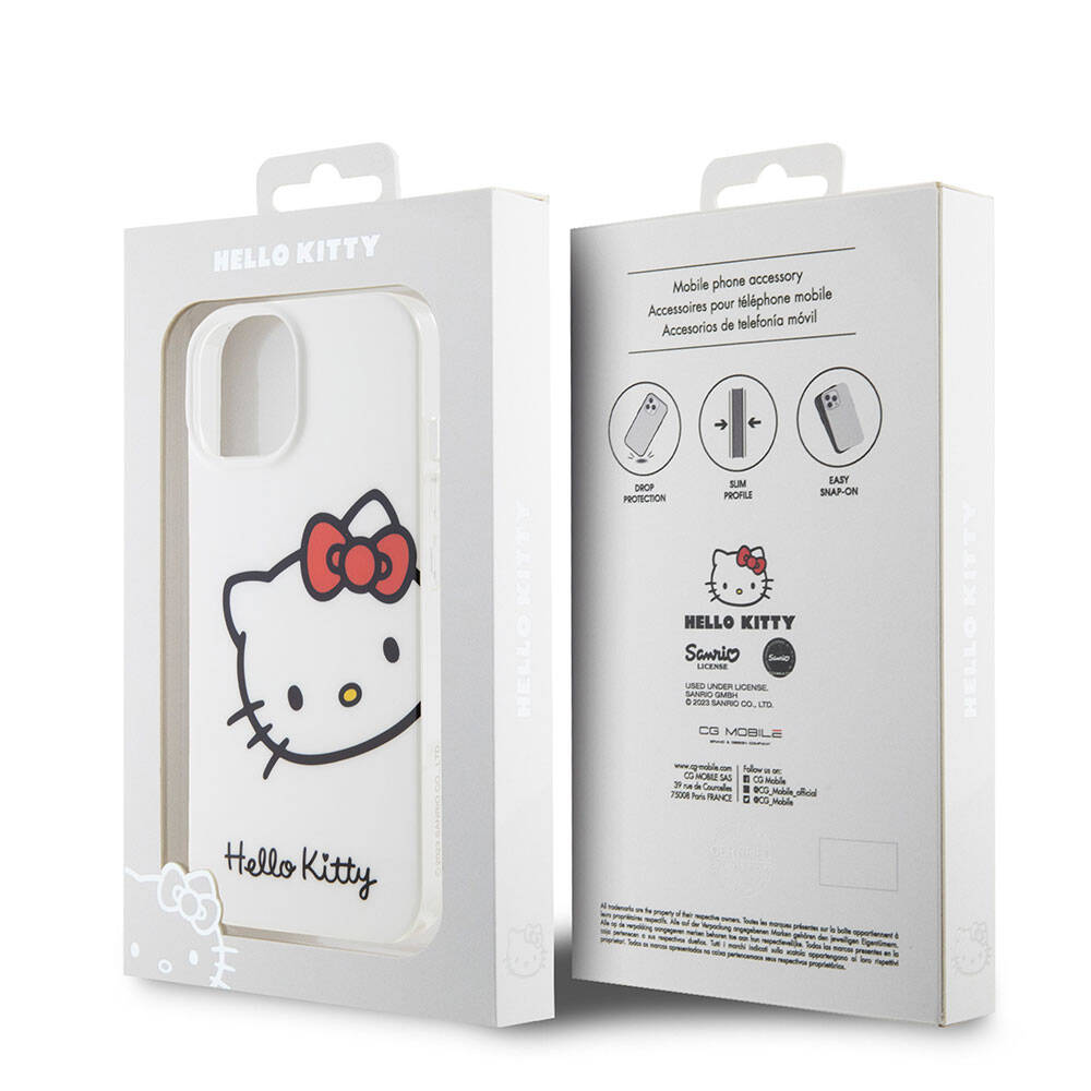 Apple iPhone 15 Uyumlu Kılıf Hello Kitty Orjinal Lisanslı Yazı ve İkonik Logolu Kitty Head Kapak - 7