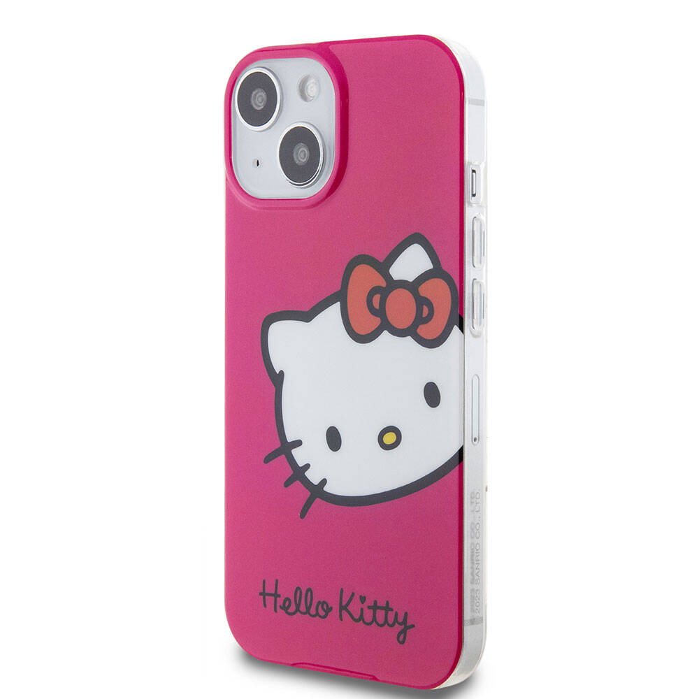 Apple iPhone 15 Uyumlu Kılıf Hello Kitty Orjinal Lisanslı Yazı ve İkonik Logolu Kitty Head Kapak - 8