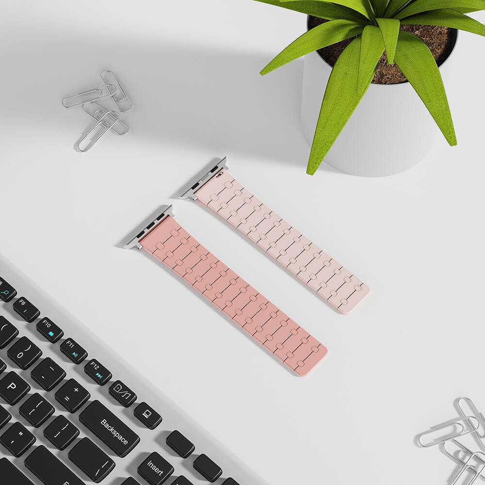 Apple Watch 44mm Uyumlu Zore KRD-111 Çizgili Desenli Silikon Kordon - 1