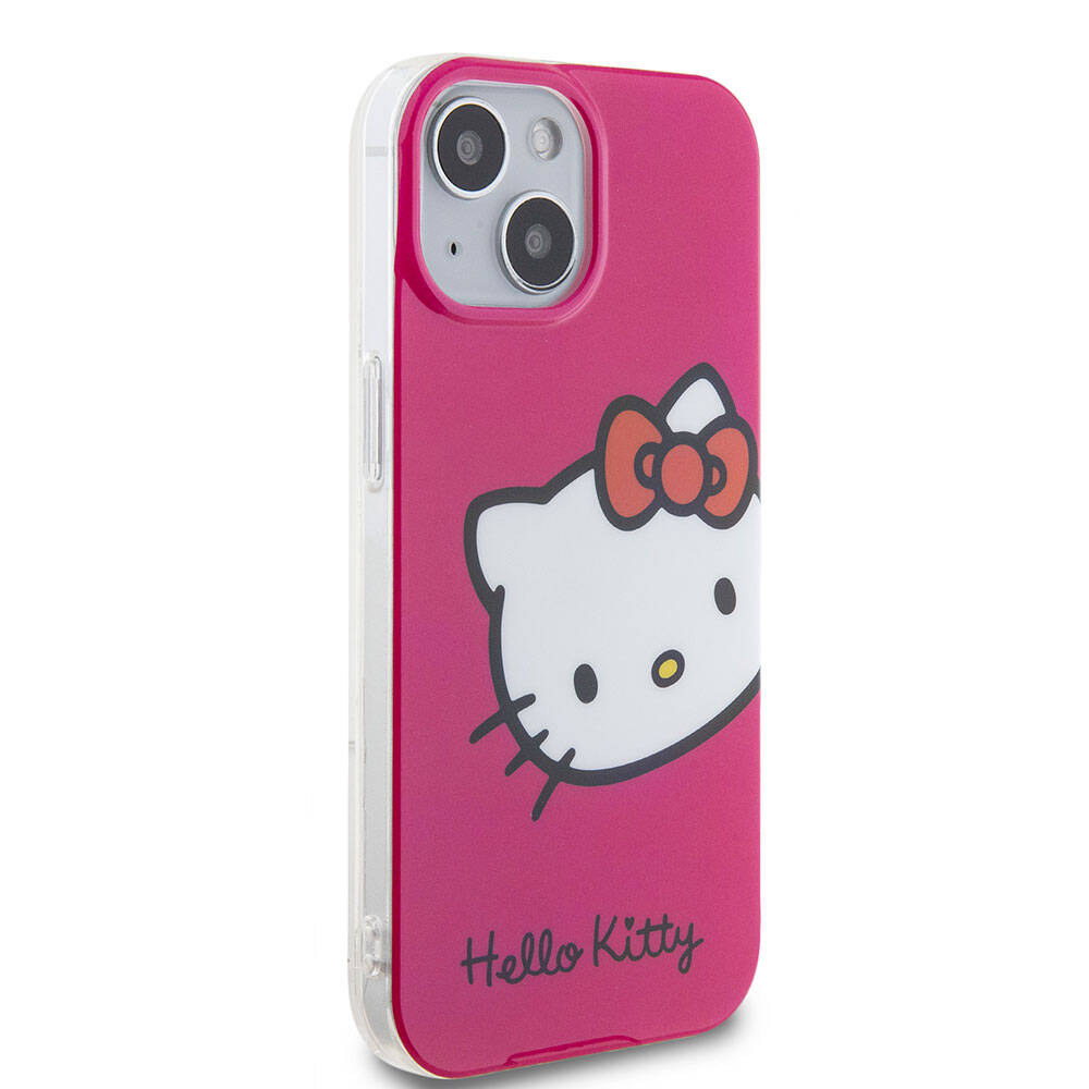 Apple iPhone 15 Uyumlu Kılıf Hello Kitty Orjinal Lisanslı Yazı ve İkonik Logolu Kitty Head Kapak - 10