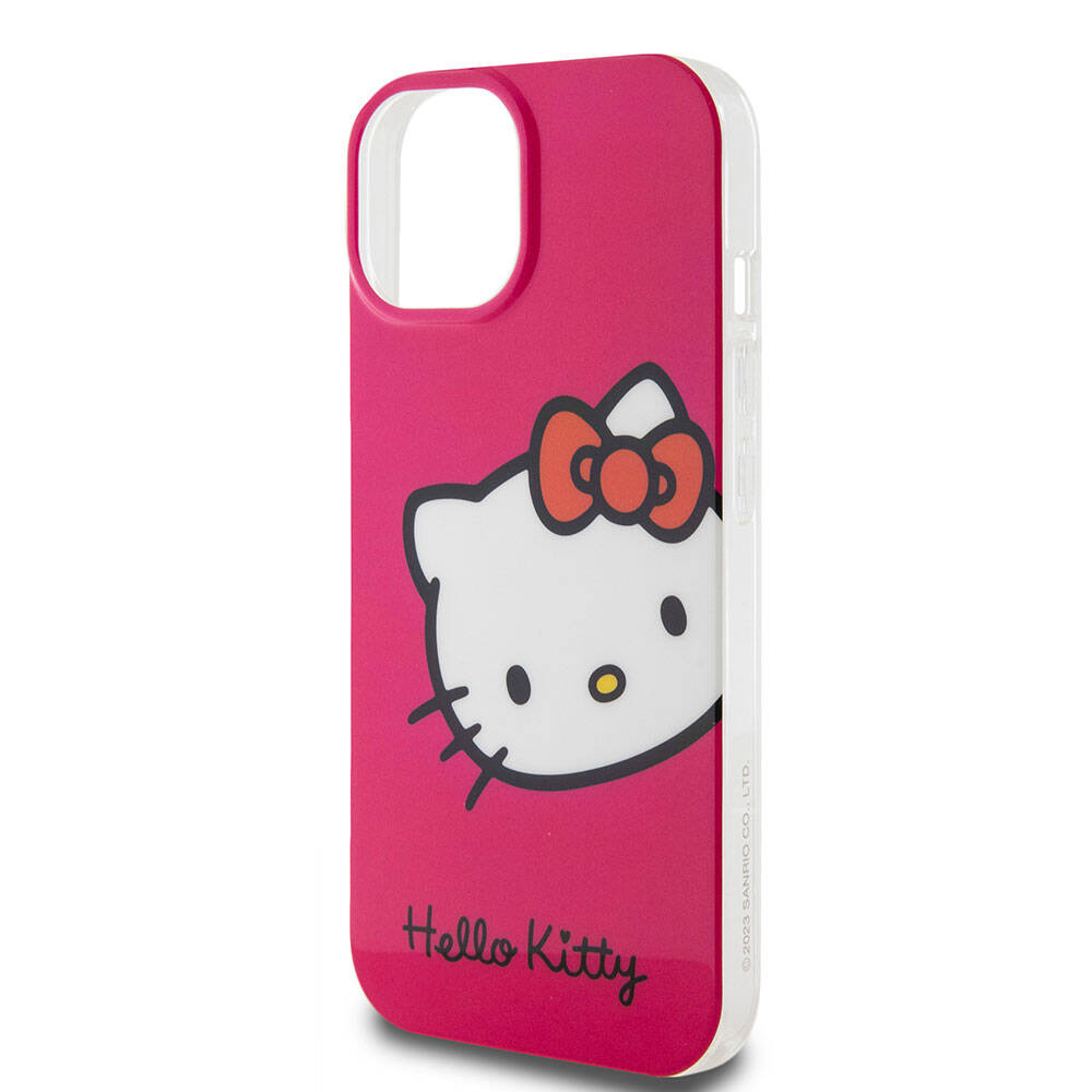 Apple iPhone 15 Uyumlu Kılıf Hello Kitty Orjinal Lisanslı Yazı ve İkonik Logolu Kitty Head Kapak - 12