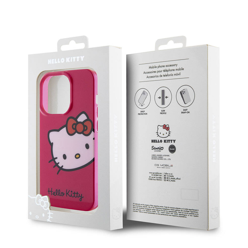 Apple iPhone 15 Uyumlu Pro Uyumlu Max Uyumlu Kılıf Hello Kitty Orjinal Lisanslı Yazı ve İkonik Logolu Kitty Head Kapak - 14