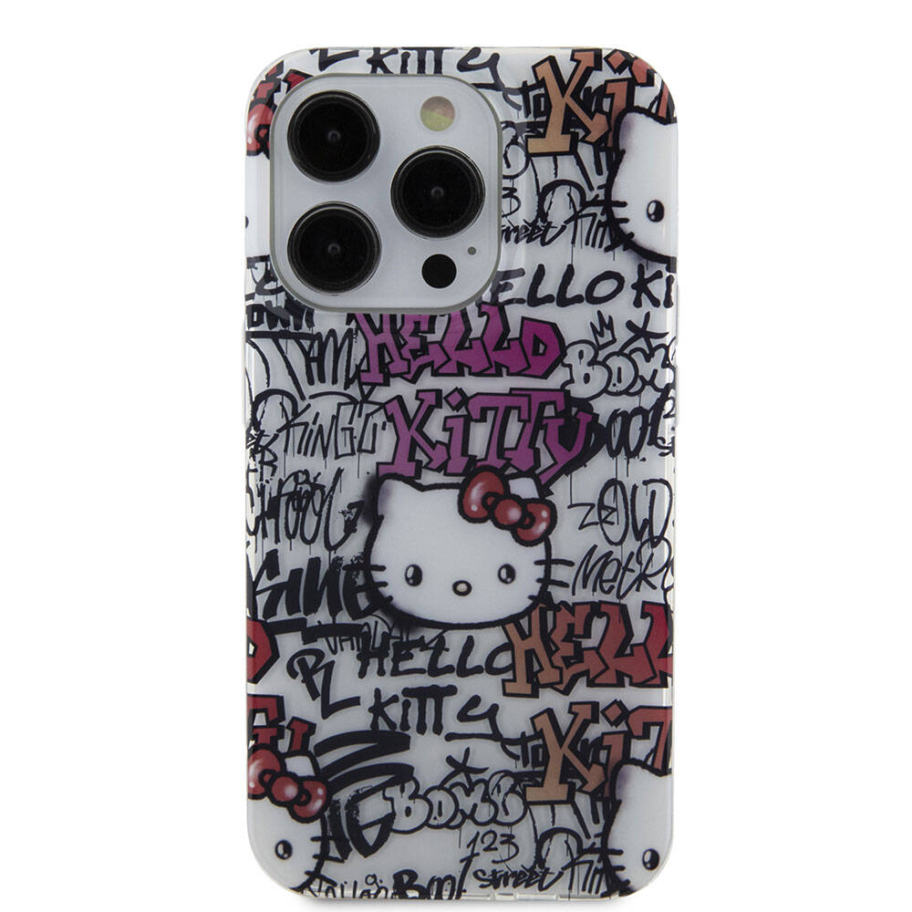 Apple iPhone 15 Uyumlu Pro Uyumlu Max Uyumlu Kılıf Hello Kitty Orjinal Lisanslı İkonik Logolu Etiket Graffiti Kapak - 2