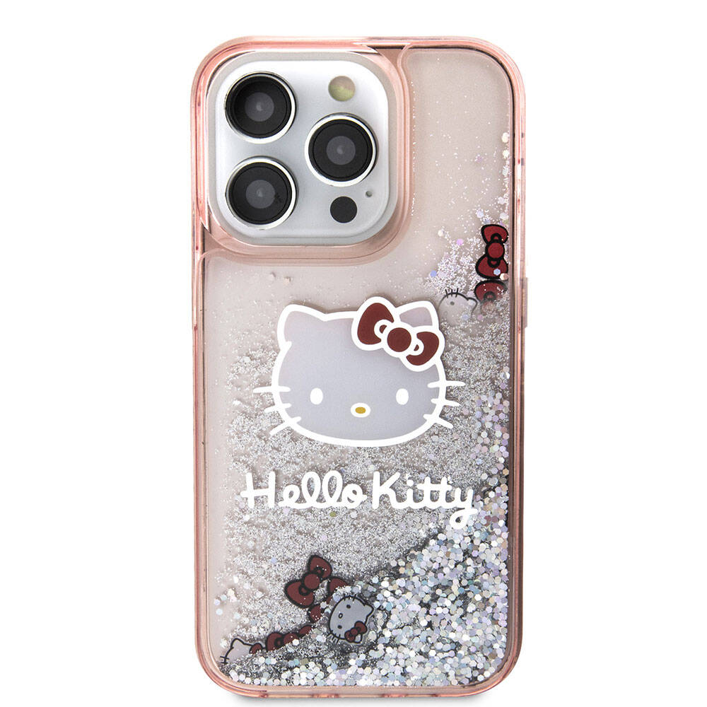 Apple iPhone 15 Uyumlu Pro Uyumlu Kılıf Hello Kitty Orjinal Lisanslı İkonik Sıvılı Glitter Kapak - 2