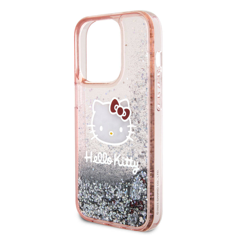 Apple iPhone 15 Uyumlu Pro Uyumlu Kılıf Hello Kitty Orjinal Lisanslı İkonik Sıvılı Glitter Kapak - 5
