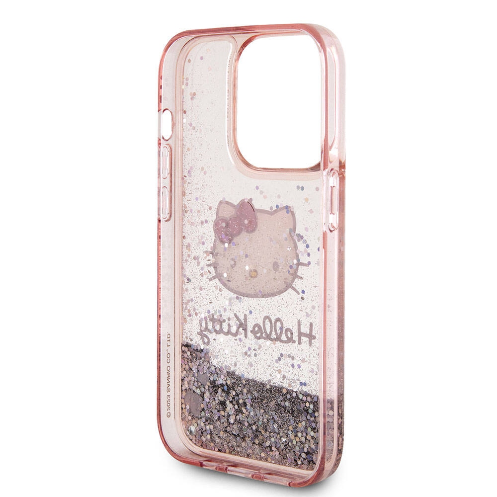 Apple iPhone 15 Uyumlu Pro Uyumlu Kılıf Hello Kitty Orjinal Lisanslı İkonik Sıvılı Glitter Kapak - 6