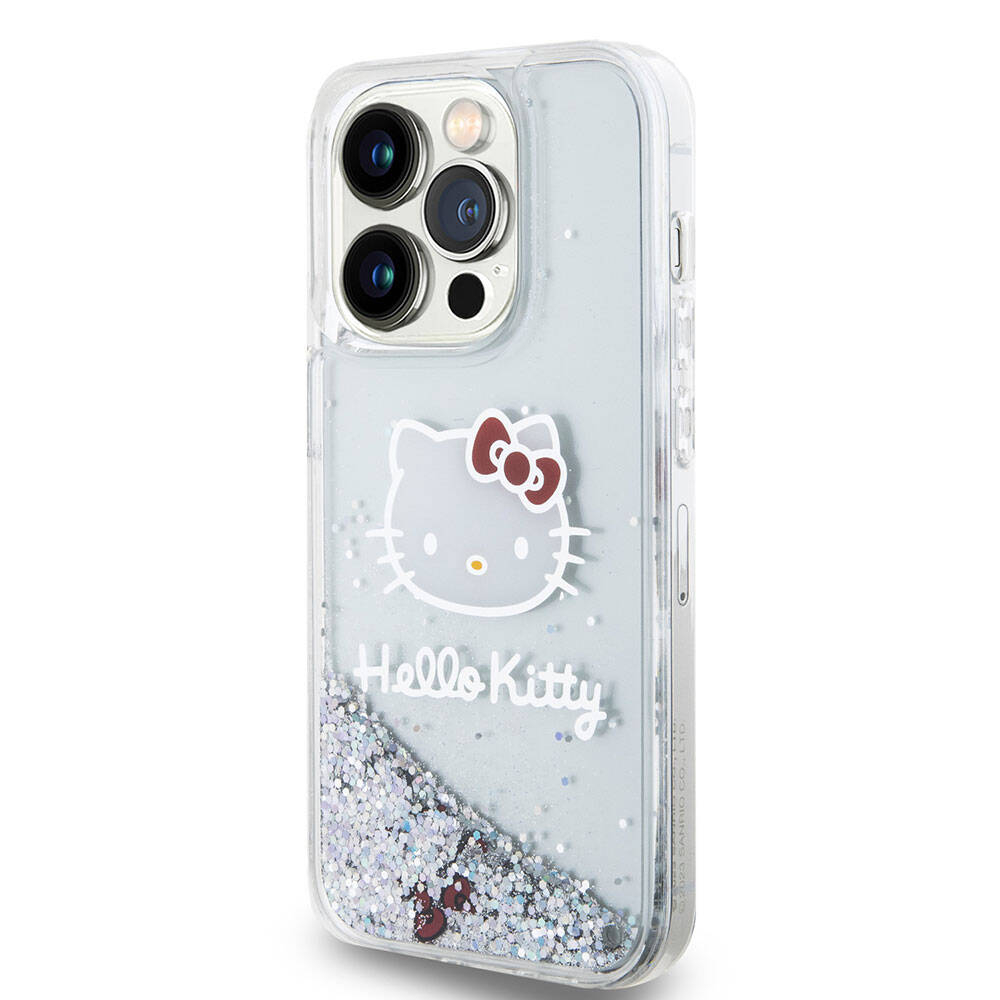 Apple iPhone 15 Uyumlu Pro Uyumlu Kılıf Hello Kitty Orjinal Lisanslı İkonik Sıvılı Glitter Kapak - 8