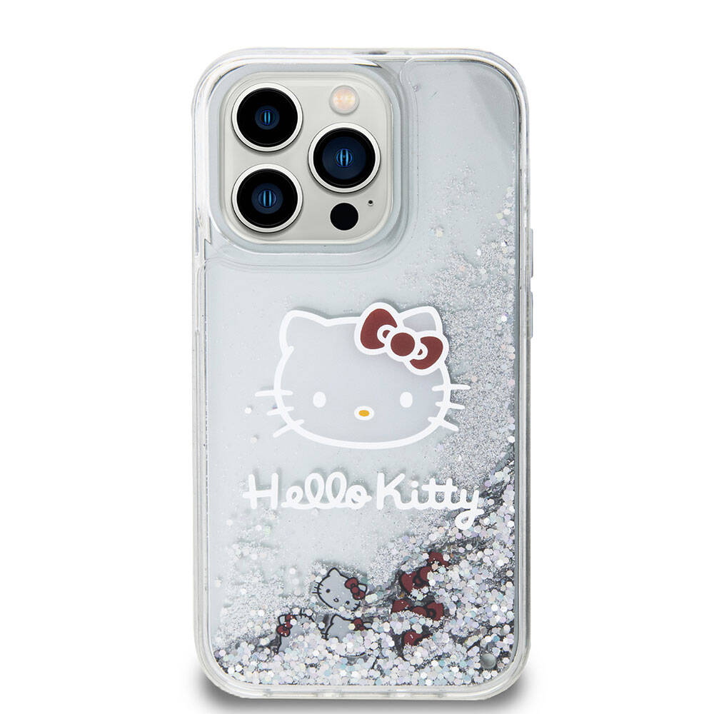 Apple iPhone 15 Uyumlu Pro Uyumlu Kılıf Hello Kitty Orjinal Lisanslı İkonik Sıvılı Glitter Kapak - 9