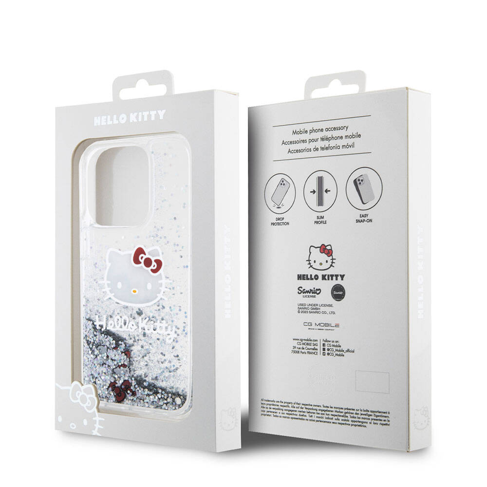 Apple iPhone 15 Uyumlu Pro Uyumlu Kılıf Hello Kitty Orjinal Lisanslı İkonik Sıvılı Glitter Kapak - 14