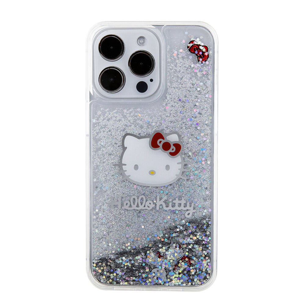 Apple iPhone 15 Uyumlu Pro Uyumlu Max Uyumlu Kılıf Hello Kitty Orjinal Lisanslı İkonik Sıvılı Glitter Kapak - 2