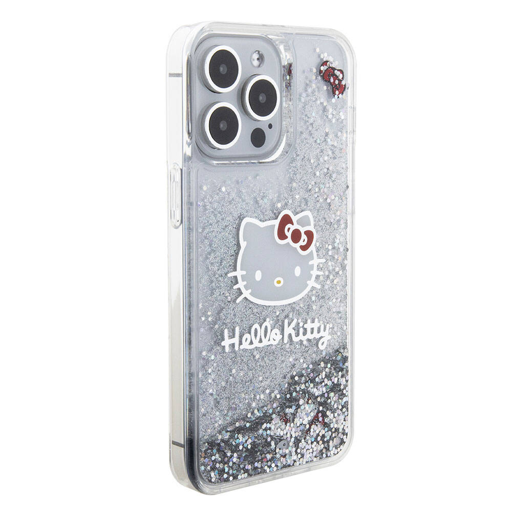 Apple iPhone 15 Uyumlu Pro Uyumlu Max Uyumlu Kılıf Hello Kitty Orjinal Lisanslı İkonik Sıvılı Glitter Kapak - 3